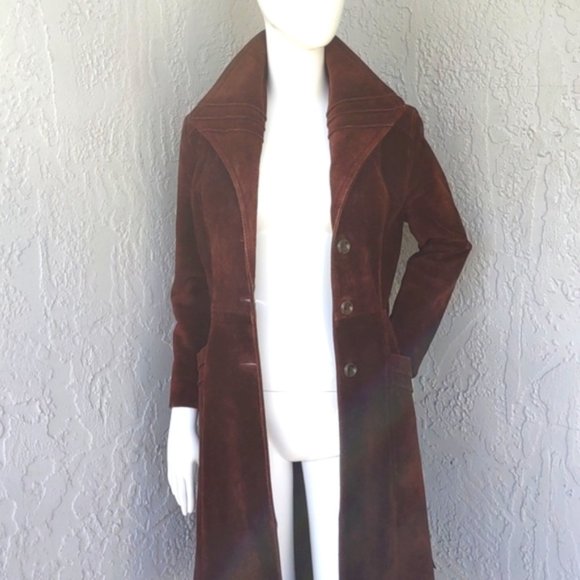 Argentinian Ladies Genuine Suede Leather Full Length Coat (Quilted Lining) - Picture 8 of 17